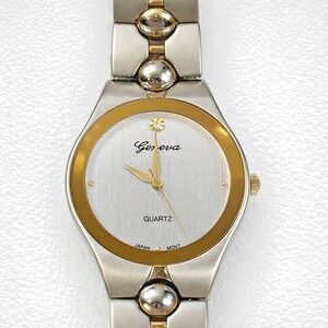 Geneva Quartz Unisex Watch Two-Tone Stainless Steel Japan Movt Not Tested